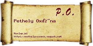 Pethely Oxána névjegykártya